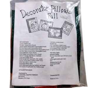 Fall Pillows Sewing Kit Turkey Pumpkin Leaves Witch 90s FolkArt Carousel Crafts